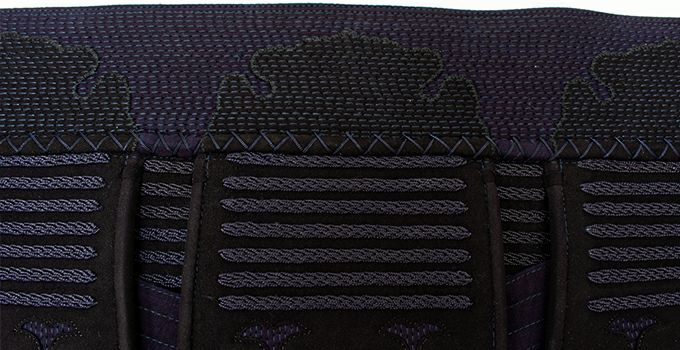 「源龍」3ミリ人工革フィットステッチ防具 垂 紫小桜柄【ミシン刺･機械刺】