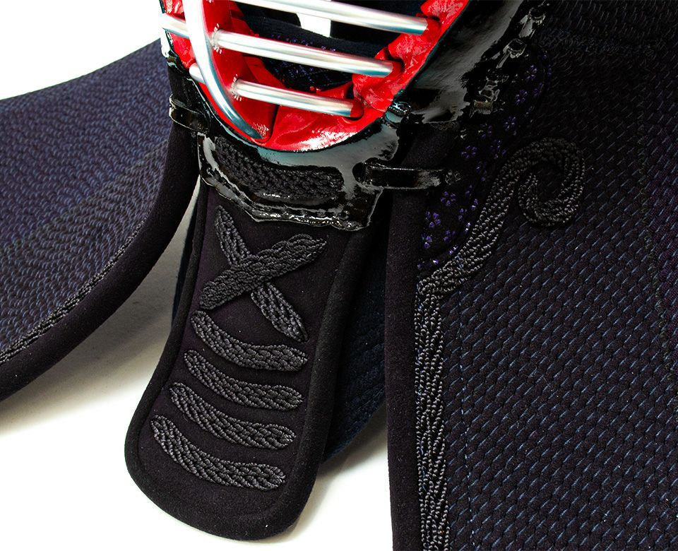 【防具セレクト対象商品】「源龍」3ミリ人工革フィットステッチ防具 面 紫小桜柄【ミシン刺･機械刺・クラリーノ】