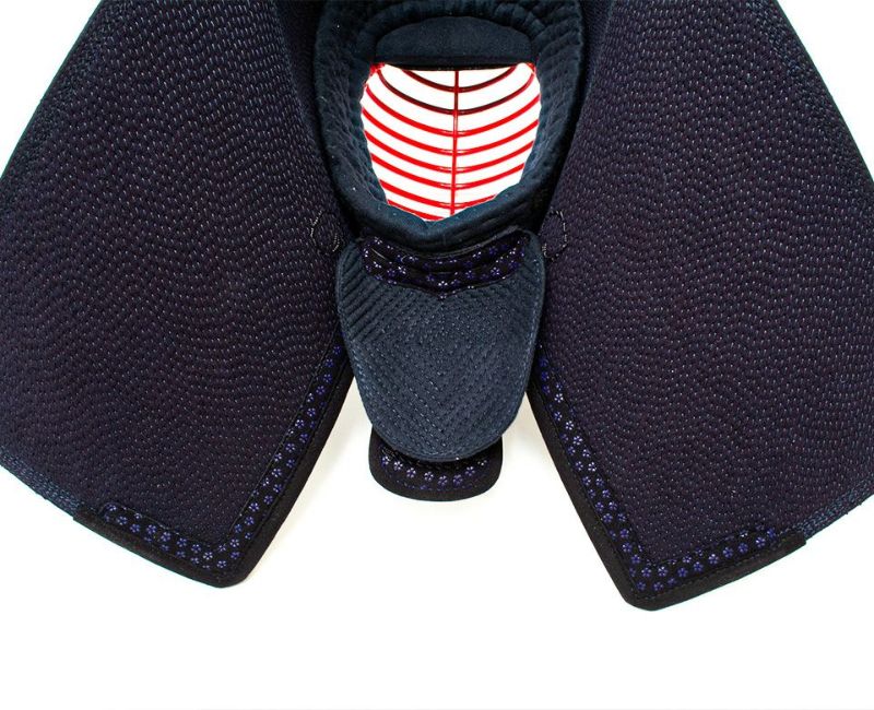 【防具セレクト対象商品】「源龍」3ミリ人工革フィットステッチ防具 面 紫小桜柄【ミシン刺･機械刺・クラリーノ】