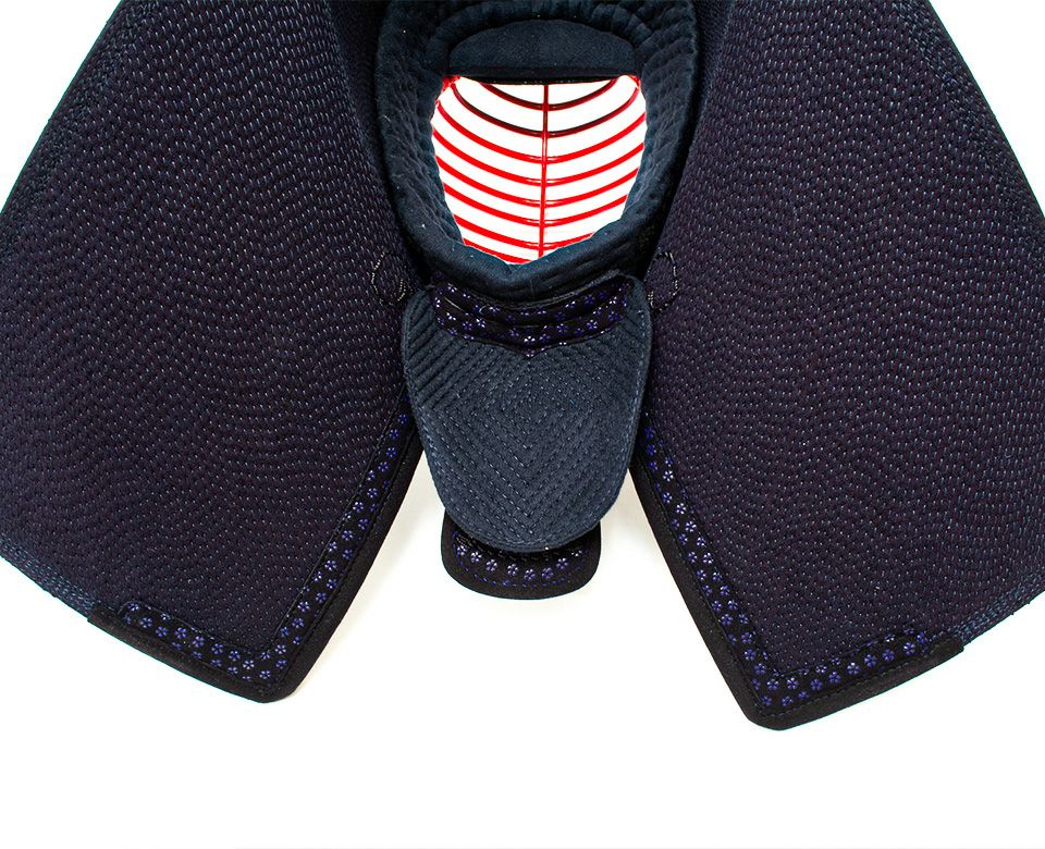 【防具セレクト対象商品】「源龍」3ミリ人工革フィットステッチ防具 面 紫小桜柄【ミシン刺･機械刺・クラリーノ】