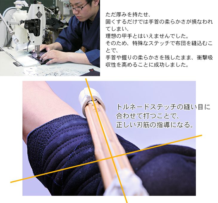 「修道(しゅうどう)」純国産 トルネードステッチ織刺甲手