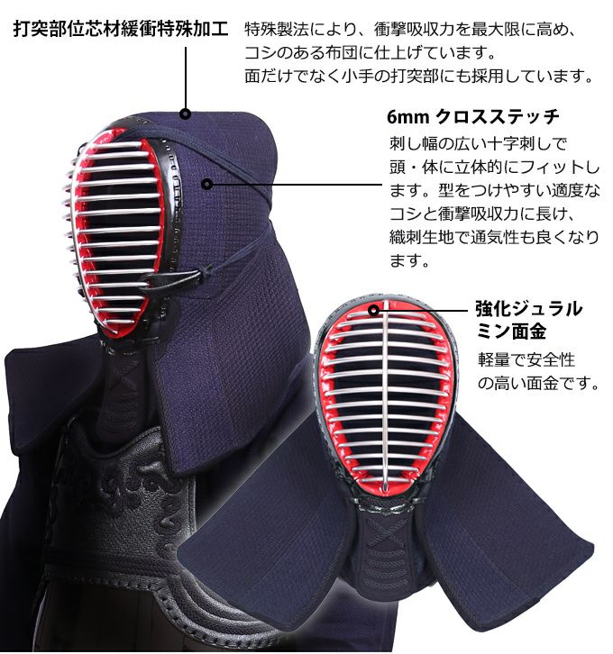 「特練Z ゴールド」6mmCS(クロスステッチ)軽量実戦型 剣道防具(面・甲手・垂３点セット)