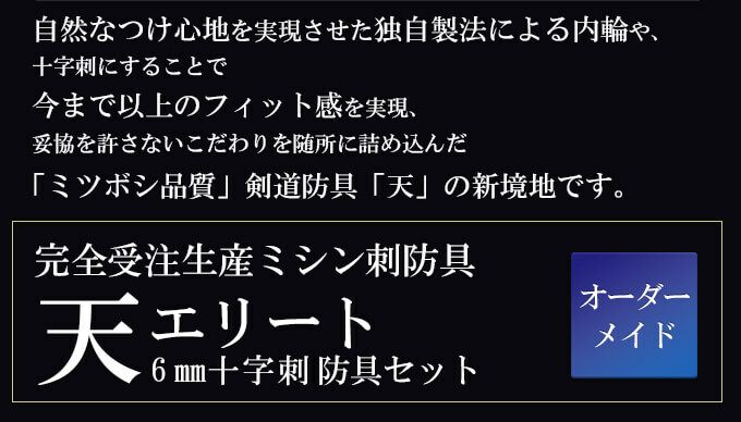 「天 エリート」6mm十字刺織刺 剣道防具セット