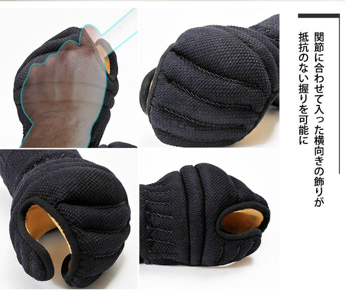 「虎」甲手頭五段飾り6mm織刺甲手【小手・ﾐｼﾝ刺･機械刺】