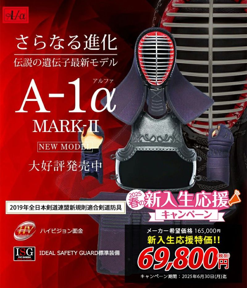 「A-1αMark2」 6mm織刺ナナメ刺 剣道防具セット