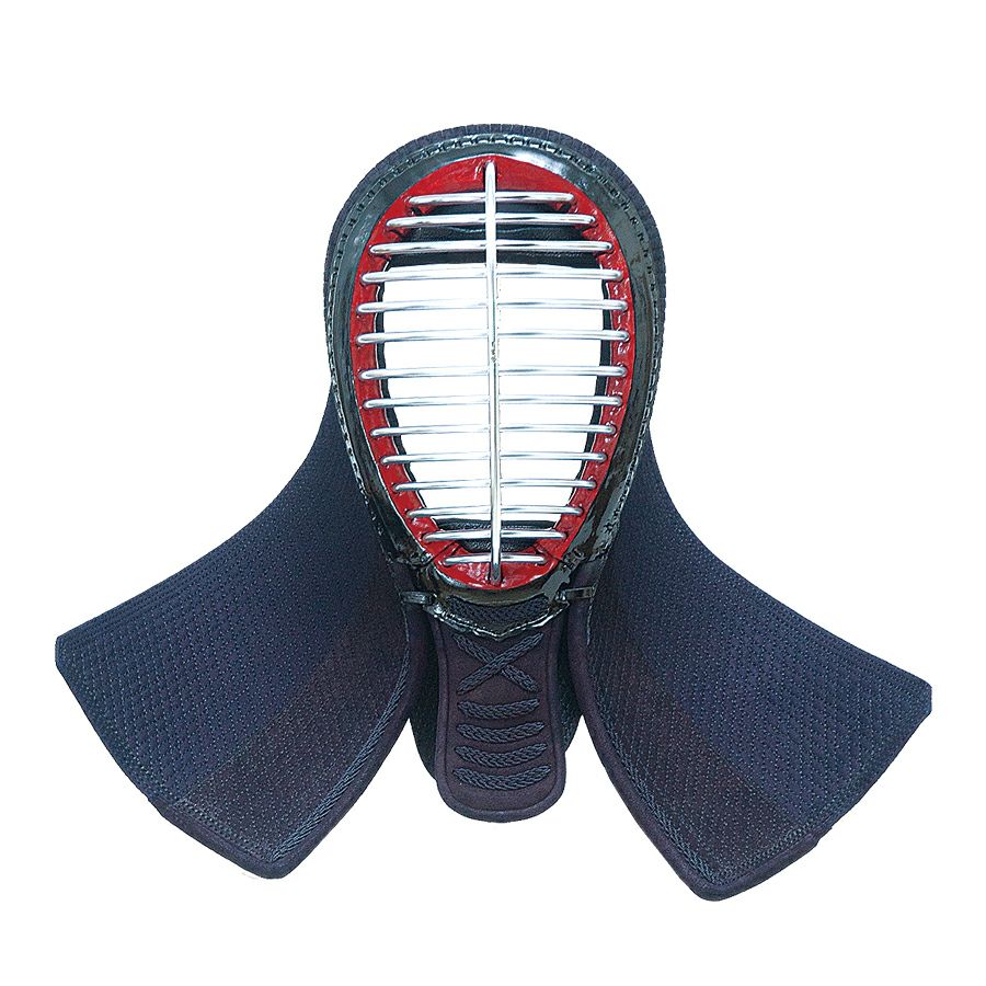 「峰アスリート -Athlete-」６ｍｍミシン十字紺革 軽量実戦型 剣道防具 面単品【ﾐｼﾝ刺･機械刺・十字刺】